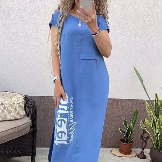 🔥Summer New 50% OFF Sale🔥Women's Casual Short Sleeve Side Slit Loose Fit Dress