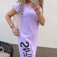 🔥Summer New 50% OFF Sale🔥Women's Casual Short Sleeve Side Slit Loose Fit Dress