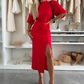 🔥50% OFF Sale👗Cotton Short Sleeve Slit Midi Dress