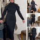 👗 [S-5XL] Versatile-Customized🔥Women's Elegant Mock Neck Lace Back Midi Dress